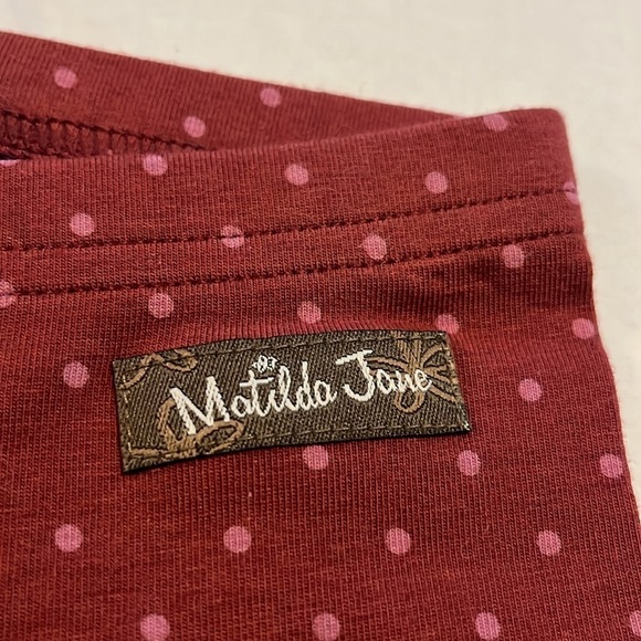 NWT-Matilda Jane-12-18 m-burgundy&purple polkadots,ruffled cuffs, leggings/pants - Picture 6 of 8